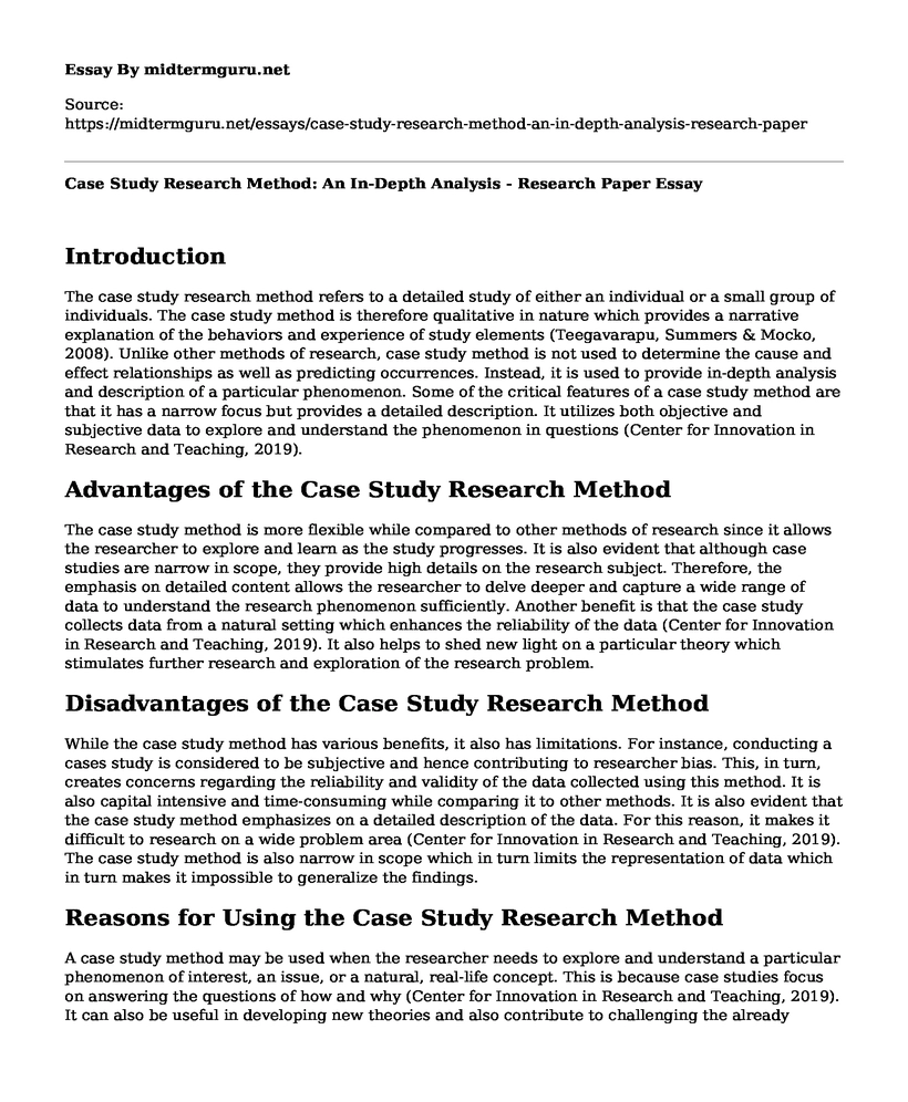 Case Study Research Method: An In-Depth Analysis - Research Paper