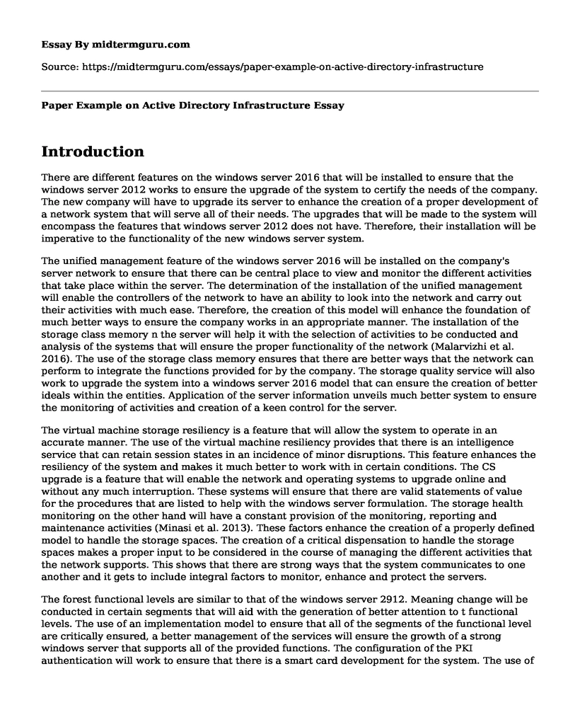 Paper Example on Active Directory Infrastructure