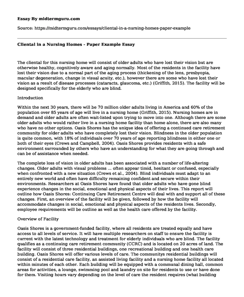 Cliental in a Nursing Homes - Paper Example