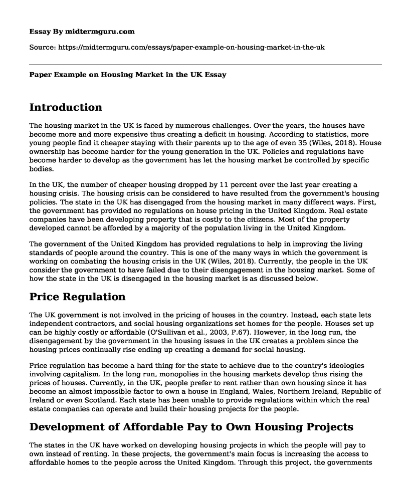 Paper Example on Housing Market in the UK