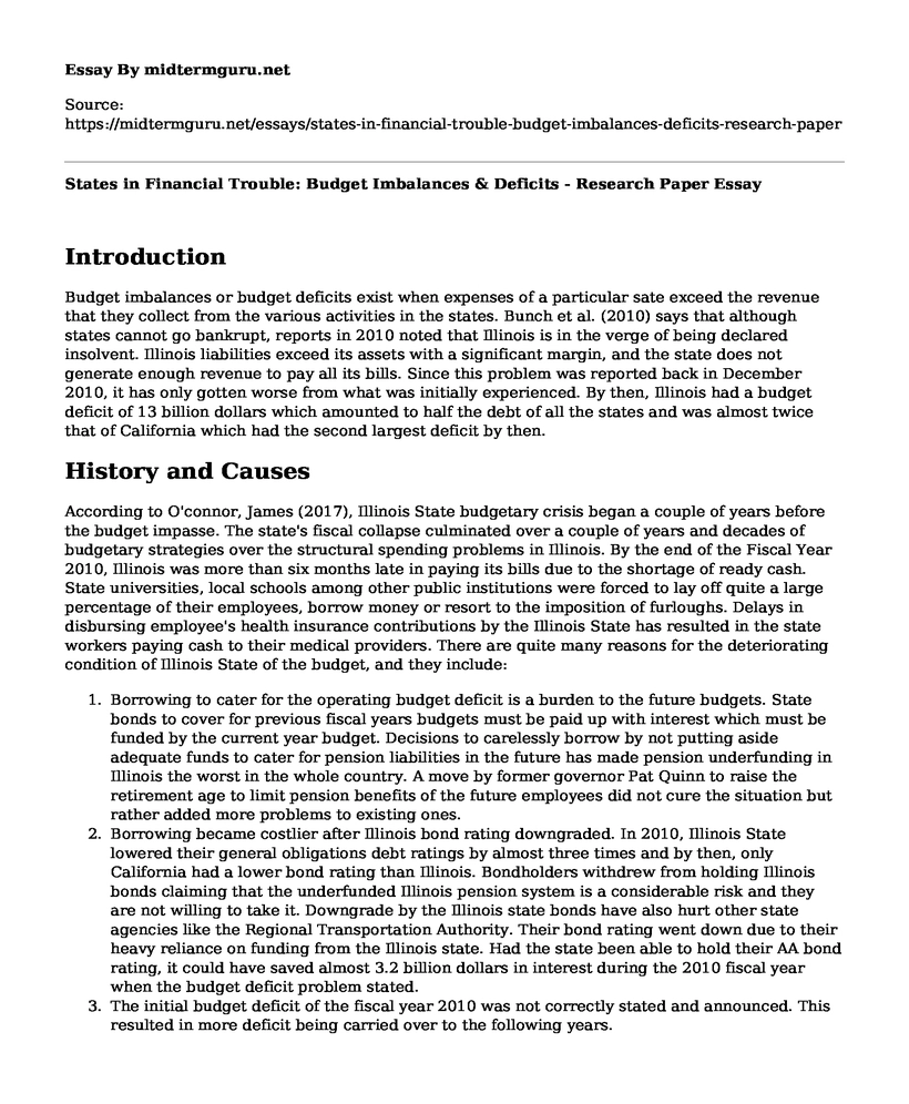 States in Financial Trouble: Budget Imbalances & Deficits - Research Paper