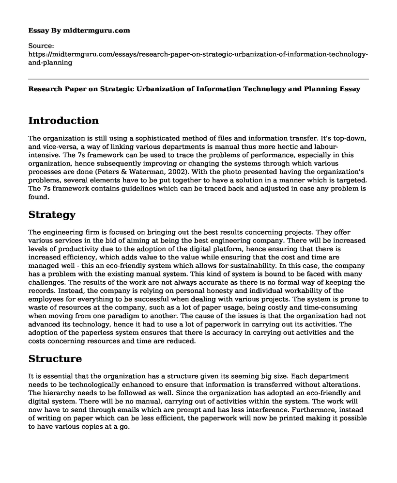 Research Paper on Strategic Urbanization of Information Technology and Planning