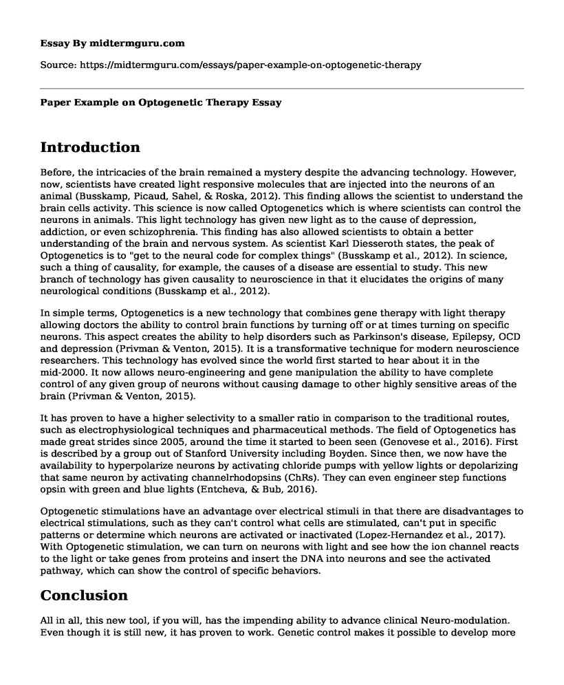 Paper Example on Optogenetic Therapy