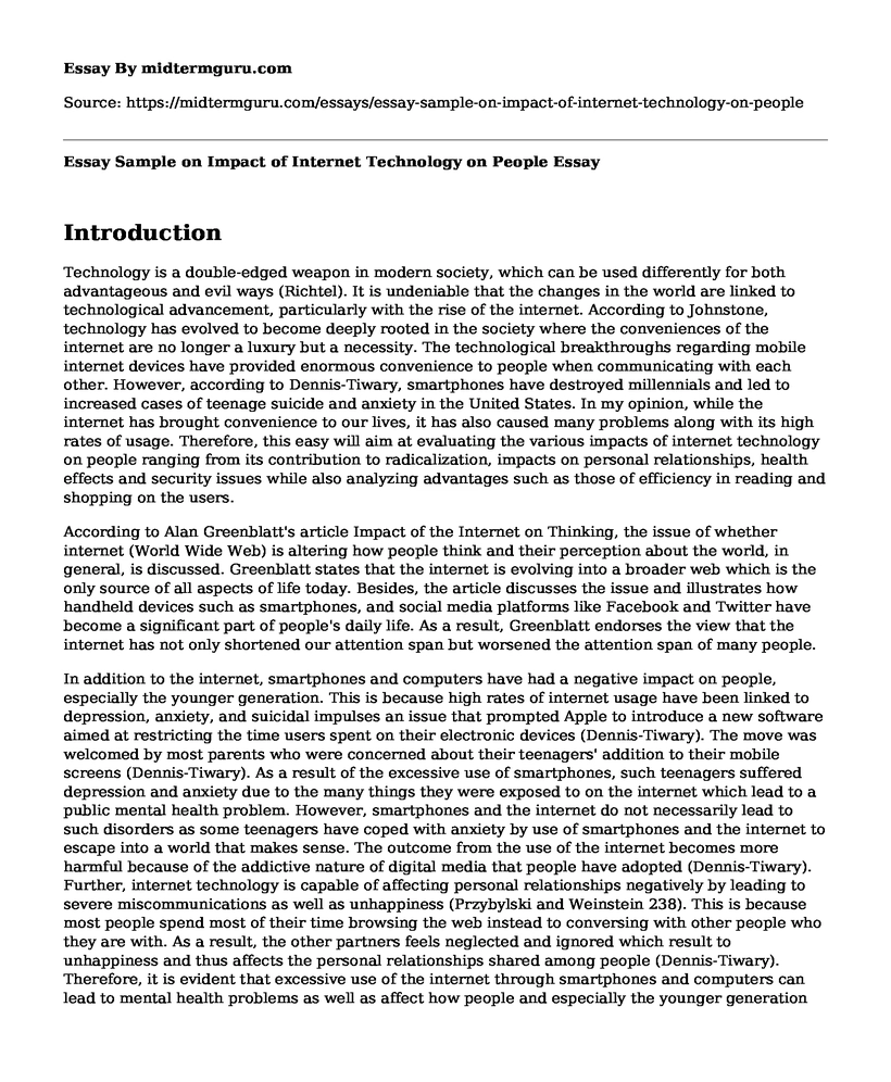 technology and internet essay