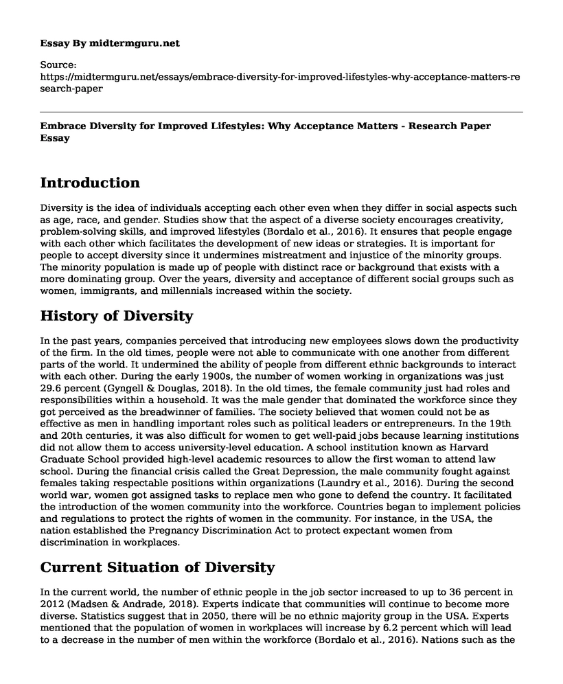 Embrace Diversity for Improved Lifestyles: Why Acceptance Matters - Research Paper