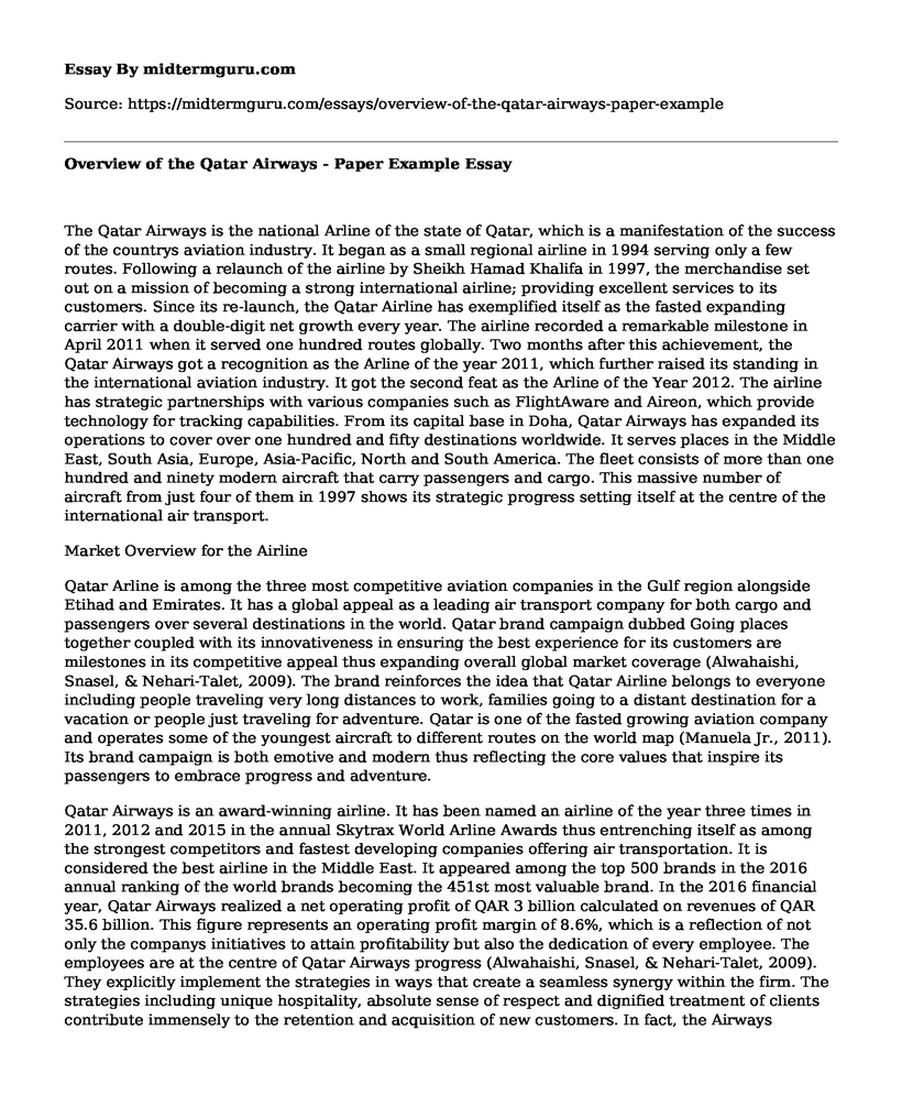 Overview of the Qatar Airways - Paper Example