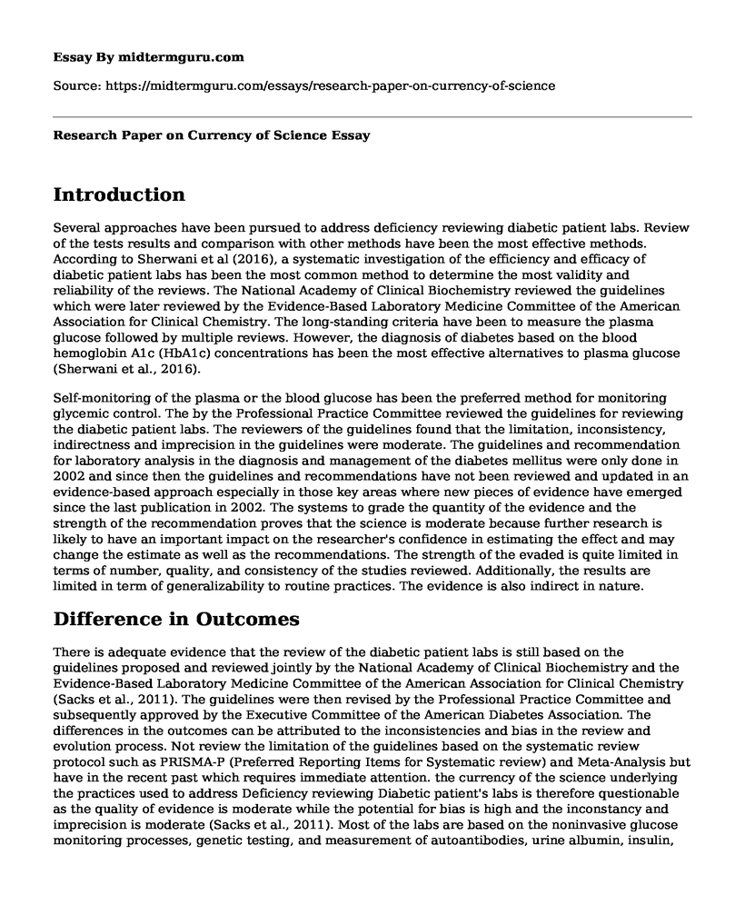 Research Paper on Currency of Science