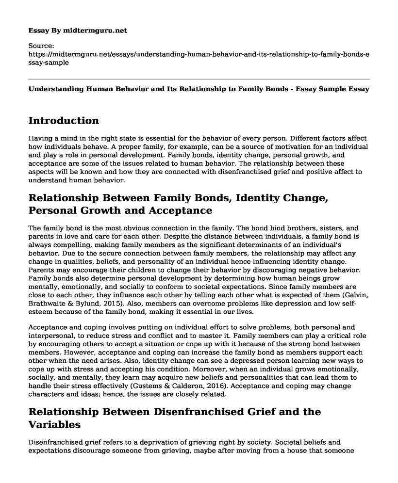 Understanding Human Behavior and Its Relationship to Family Bonds - Essay Sample
