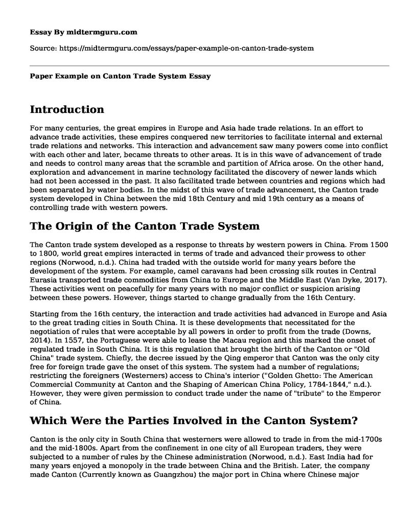 Paper Example on Canton Trade System