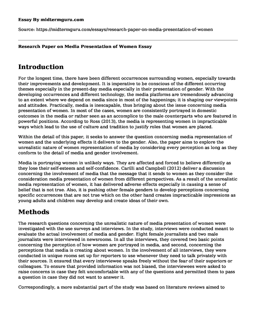 Research Paper on Media Presentation of Women