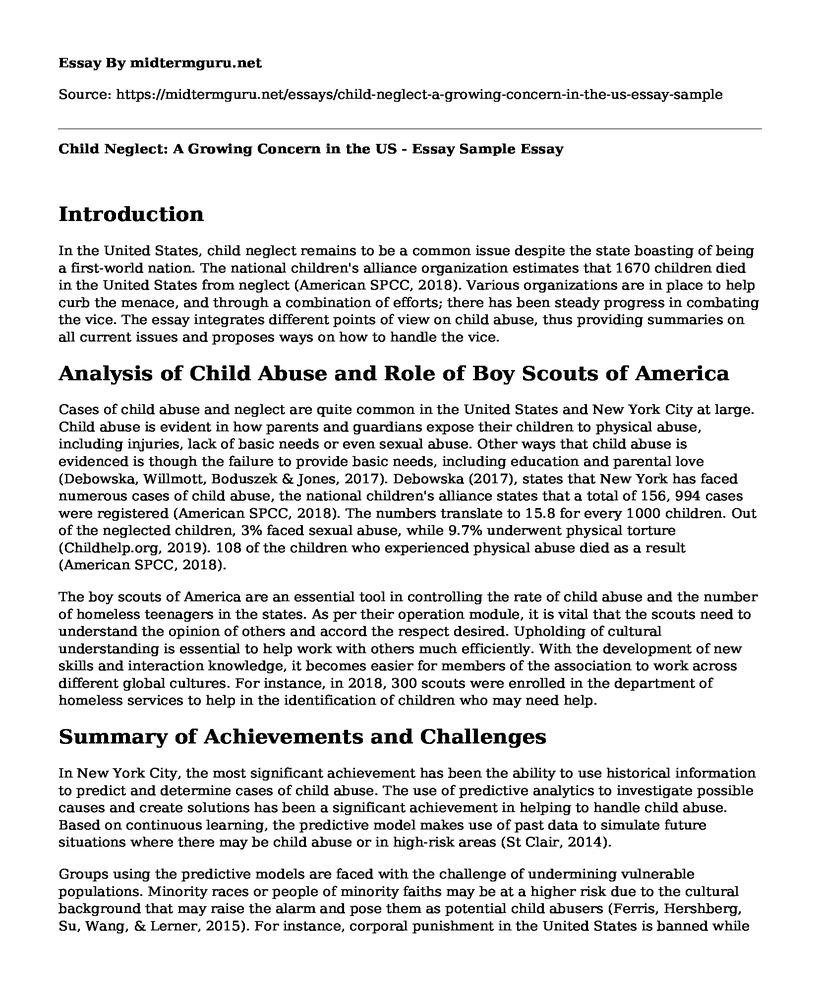 Child Neglect: A Growing Concern in the US - Essay Sample