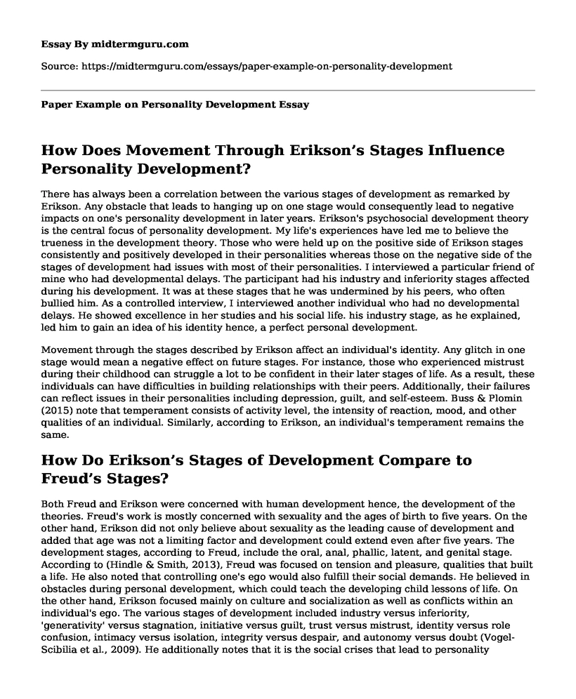 term paper on personality development