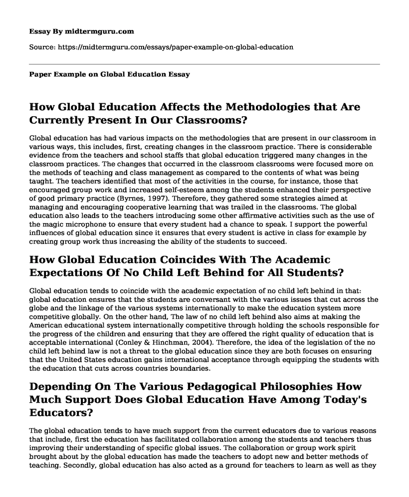 Paper Example on Global Education