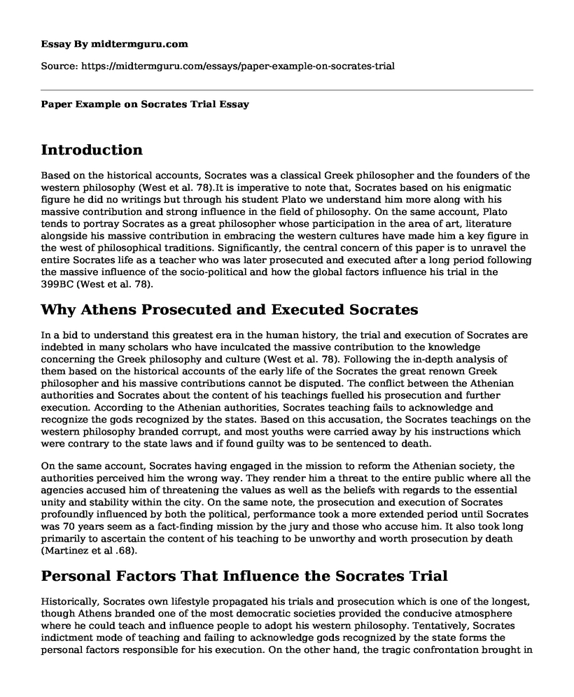 Paper Example on Socrates Trial