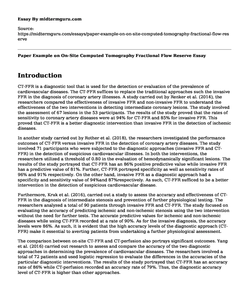 Paper Example on On-Site Computed Tomography Fractional Flow Reserve