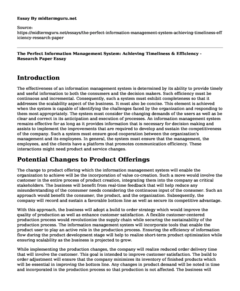 The Perfect Information Management System: Achieving Timeliness & Efficiency - Research Paper