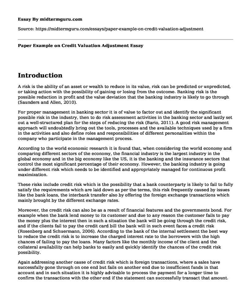 Paper Example on Credit Valuation Adjustment