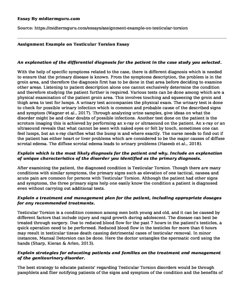 Assignment Example on Testicular Torsion
